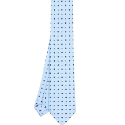E.Marinella CRAVATTA SARTORIALE CLASSICA IN SETA AZZURRA Microfantasia fiore Online