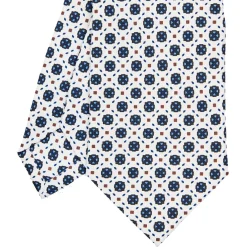 E.Marinella CRAVATTA SARTORIALE CLASSICA IN SETA BIANCA Microfantasia fiore Online