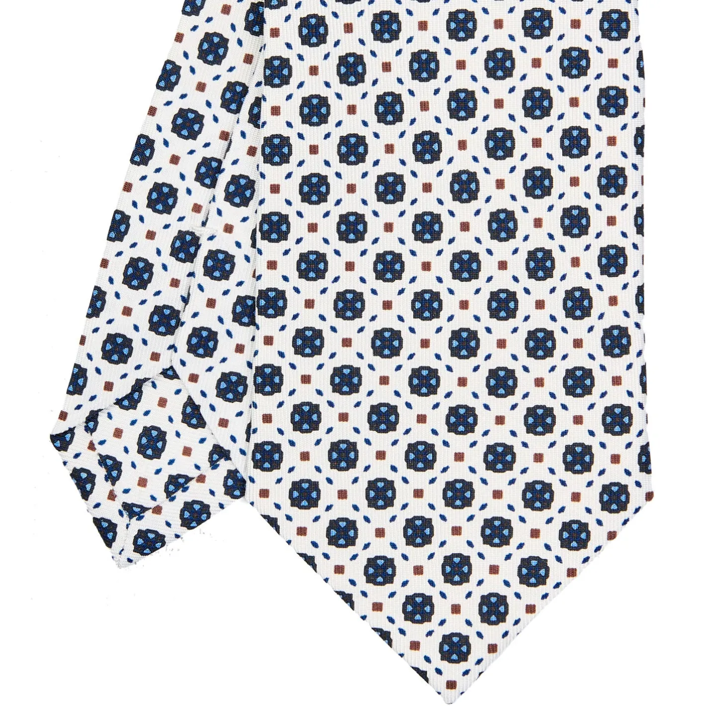 E.Marinella CRAVATTA SARTORIALE CLASSICA IN SETA BIANCA Microfantasia fiore Online