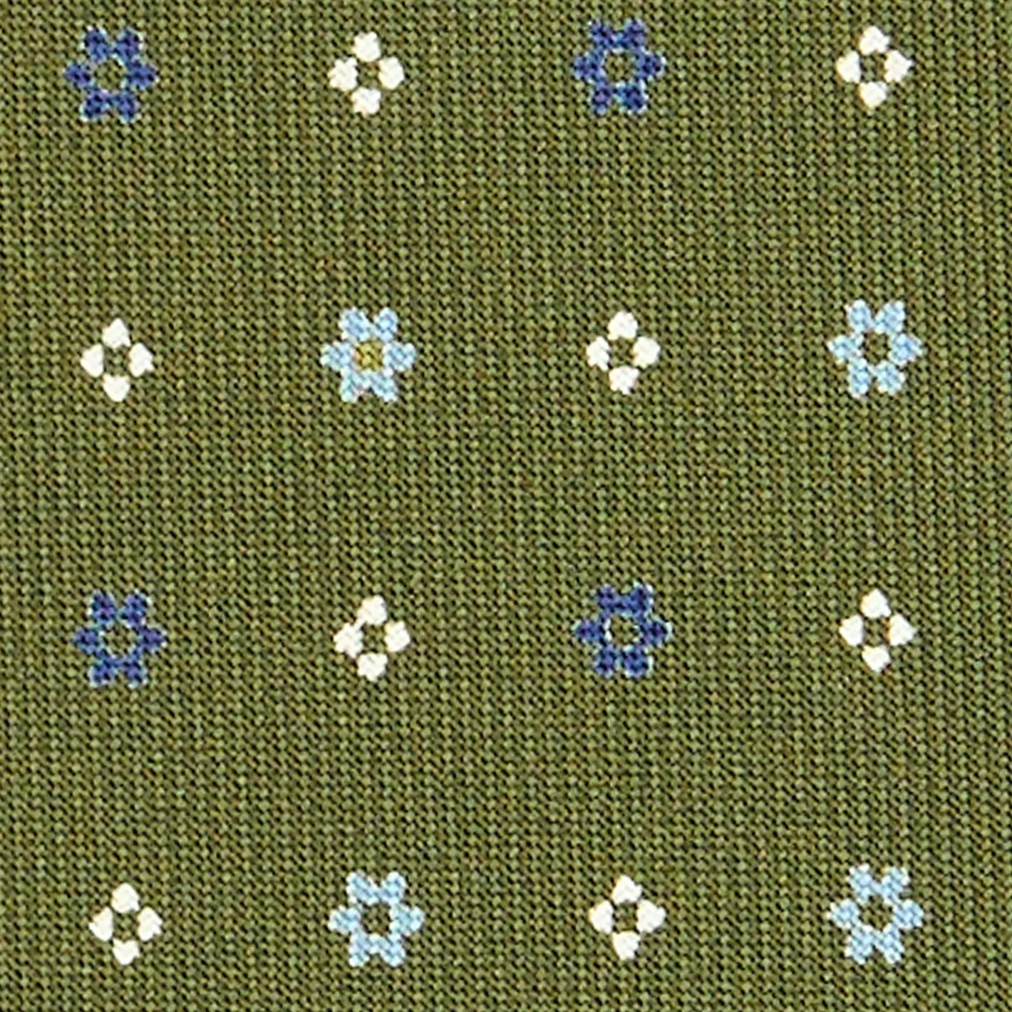 E.Marinella CRAVATTA SARTORIALE CLASSICA IN SETA VERDE OLIVA Microfantasia fiore Best