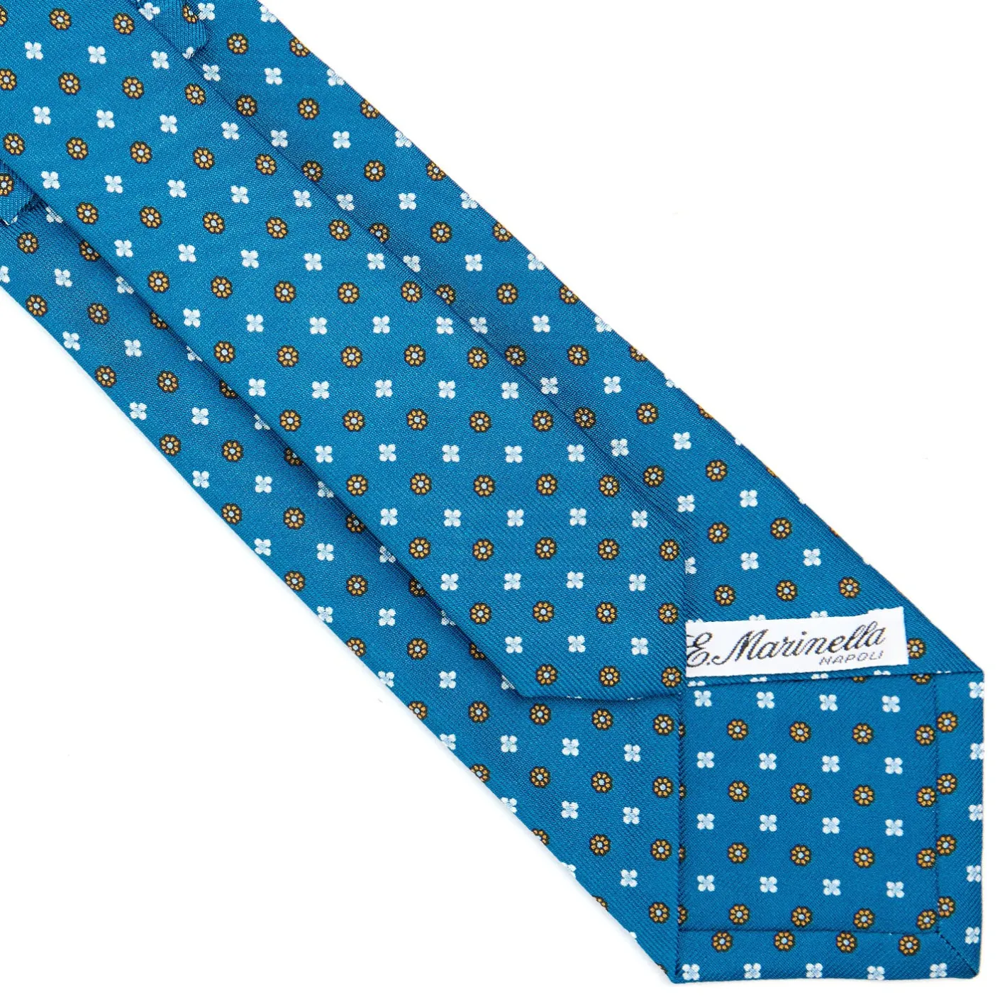 E.Marinella CRAVATTA SARTORIALE CLASSICA IN SETA BLU MEDIO Microfantasia fiore Online