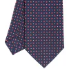 E.Marinella CRAVATTA SARTORIALE CLASSICA IN SETA BLU SCURO Microfantasia fiore Discount