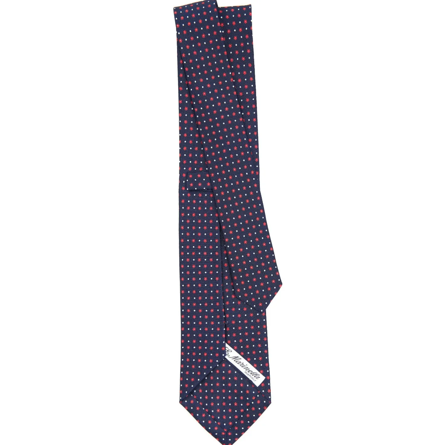 E.Marinella CRAVATTA SARTORIALE CLASSICA IN SETA BLU SCURO Microfantasia fiore Discount