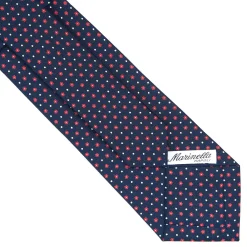 E.Marinella CRAVATTA SARTORIALE CLASSICA IN SETA BLU SCURO Microfantasia fiore Discount