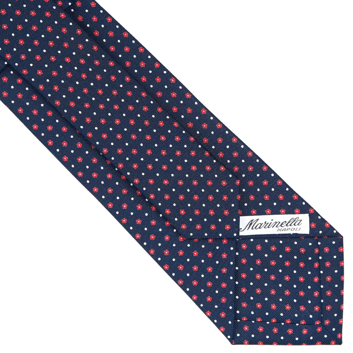 E.Marinella CRAVATTA SARTORIALE CLASSICA IN SETA BLU SCURO Microfantasia fiore Discount
