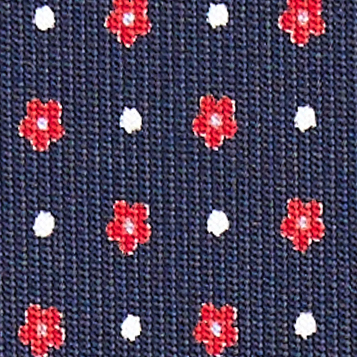 E.Marinella CRAVATTA SARTORIALE CLASSICA IN SETA BLU SCURO Microfantasia fiore Discount