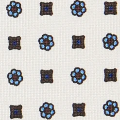 E.Marinella CRAVATTA SARTORIALE CLASSICA IN SETA BIANCA Microfantasia fiore Online