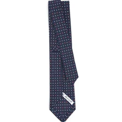 E.Marinella CRAVATTA SARTORIALE CLASSICA IN SETA BLU SCURO Microfantasia fiore Hot