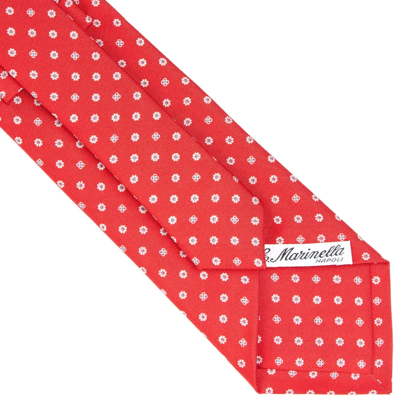 E.Marinella CRAVATTA SARTORIALE CLASSICA IN SETA ROSSA Microfantasia fiore Outlet