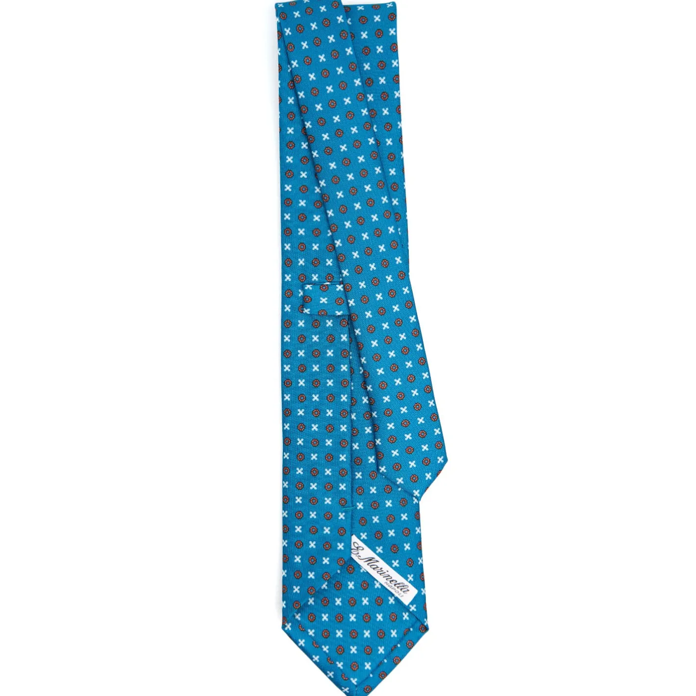 E.Marinella CRAVATTA SARTORIALE CLASSICA IN SETA BLU MEDIO Microfantasia fiore Online