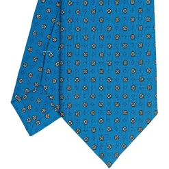 E.Marinella CRAVATTA SARTORIALE CLASSICA IN SETA BLU MEDIO Microfantasia fiore Hot