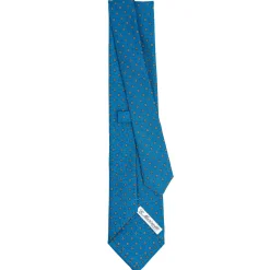E.Marinella CRAVATTA SARTORIALE CLASSICA IN SETA BLU MEDIO Microfantasia fiore Hot