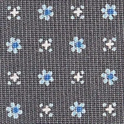 E.Marinella CRAVATTA SARTORIALE CLASSICA IN SETA GRIGIO SCURO Microfantasia fiore