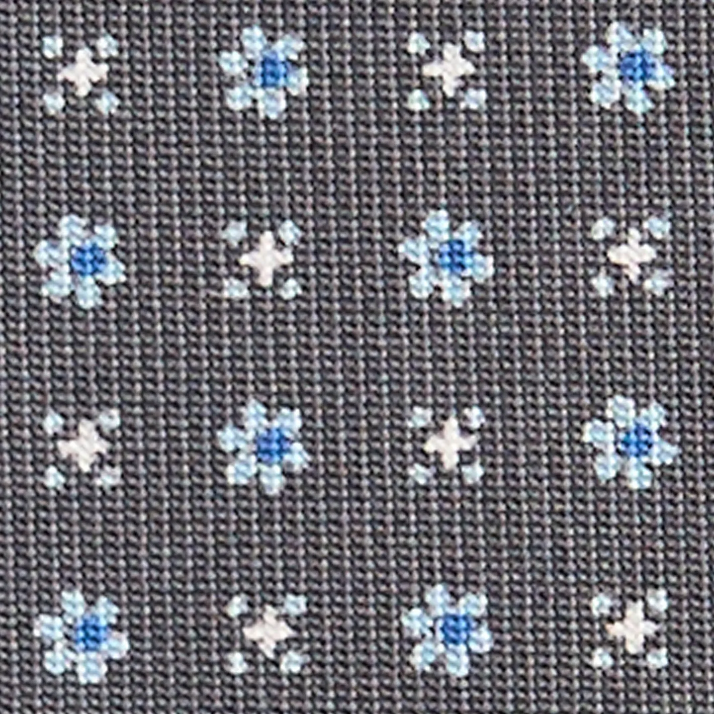 E.Marinella CRAVATTA SARTORIALE CLASSICA IN SETA GRIGIO SCURO Microfantasia fiore