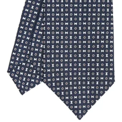 E.Marinella CRAVATTA SARTORIALE CLASSICA IN SETA BLU SCURO Microfantasia fiore Online