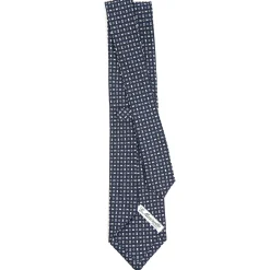 E.Marinella CRAVATTA SARTORIALE CLASSICA IN SETA BLU SCURO Microfantasia fiore Online