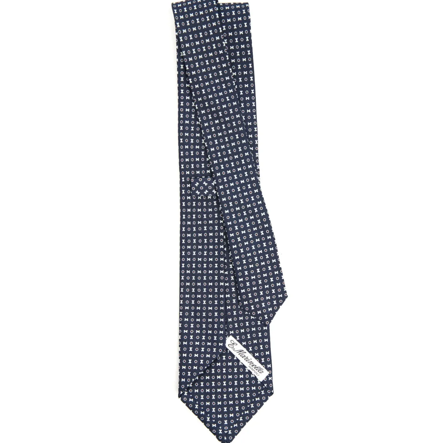E.Marinella CRAVATTA SARTORIALE CLASSICA IN SETA BLU SCURO Microfantasia fiore Online
