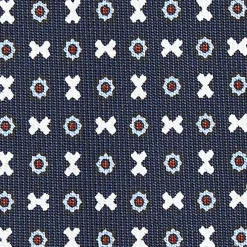 E.Marinella CRAVATTA SARTORIALE CLASSICA IN SETA BLU SCURO Microfantasia fiore Online