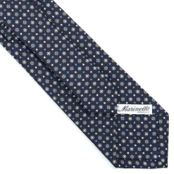 E.Marinella CRAVATTA SARTORIALE CLASSICA IN SETA BLU SCURO Microfantasia fiore