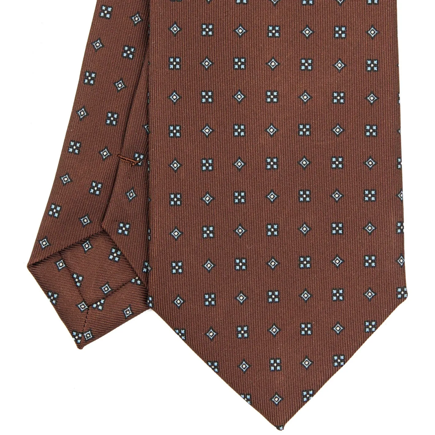 E.Marinella CRAVATTA SARTORIALE CLASSICA IN SETA MARRONE SCURO Microfantasia fiore Online