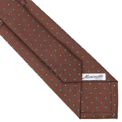 E.Marinella CRAVATTA SARTORIALE CLASSICA IN SETA MARRONE SCURO Microfantasia fiore Online
