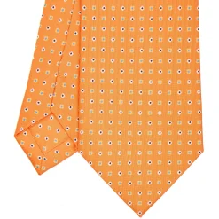 E.Marinella CRAVATTA SARTORIALE CLASSICA IN SETA ARANCIONE Microfantasia fiore Sale