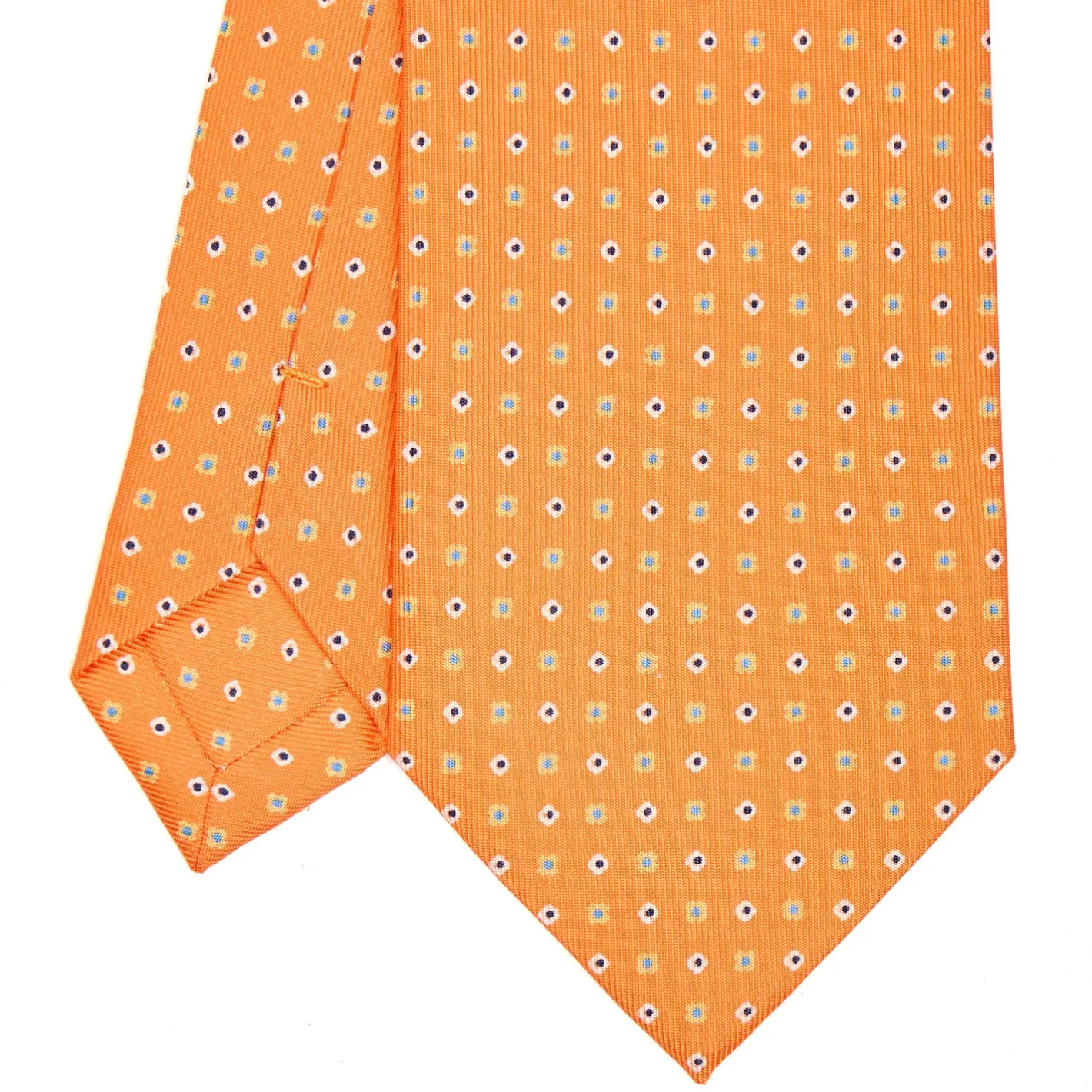 E.Marinella CRAVATTA SARTORIALE CLASSICA IN SETA ARANCIONE Microfantasia fiore Sale