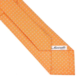 E.Marinella CRAVATTA SARTORIALE CLASSICA IN SETA ARANCIONE Microfantasia fiore Sale