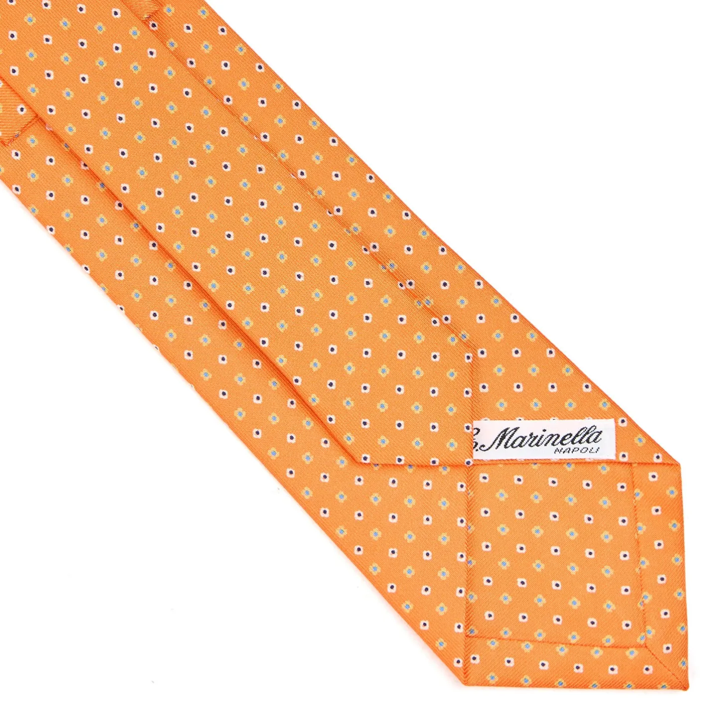 E.Marinella CRAVATTA SARTORIALE CLASSICA IN SETA ARANCIONE Microfantasia fiore Sale