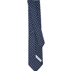 E.Marinella CRAVATTA SARTORIALE CLASSICA IN SETA BLU SCURO Microfantasia fiore Best