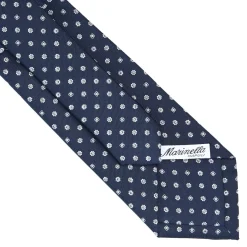 E.Marinella CRAVATTA SARTORIALE CLASSICA IN SETA BLU SCURO Microfantasia fiore Best