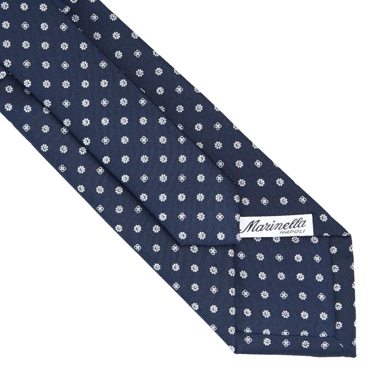 E.Marinella CRAVATTA SARTORIALE CLASSICA IN SETA BLU SCURO Microfantasia fiore Best