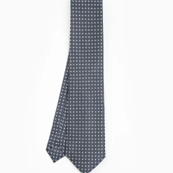 E.Marinella CRAVATTA SARTORIALE CLASSICA IN SETA GRIGIO SCURO Microfantasia fiore Outlet