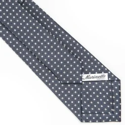 E.Marinella CRAVATTA SARTORIALE CLASSICA IN SETA GRIGIO SCURO Microfantasia fiore Outlet