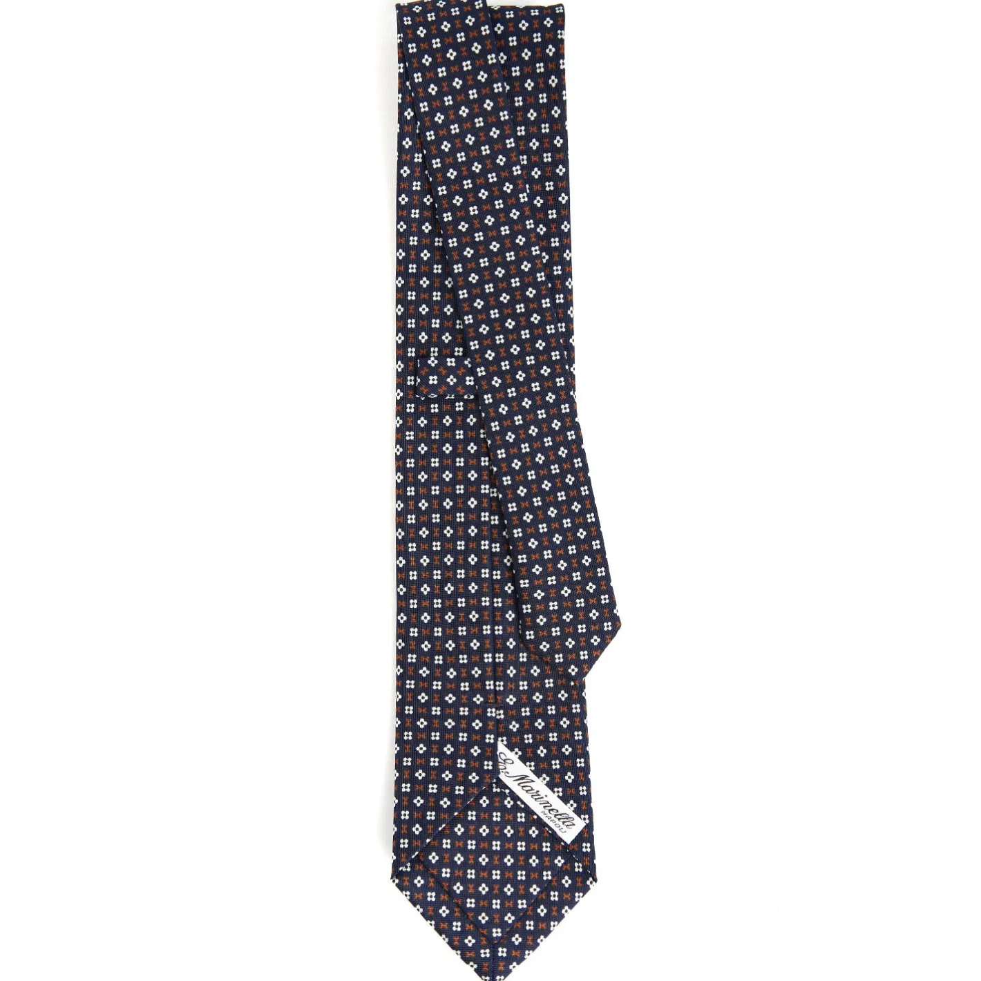 E.Marinella CRAVATTA SARTORIALE CLASSICA IN SETA BLU SCURO Microfantasia fiore Sale
