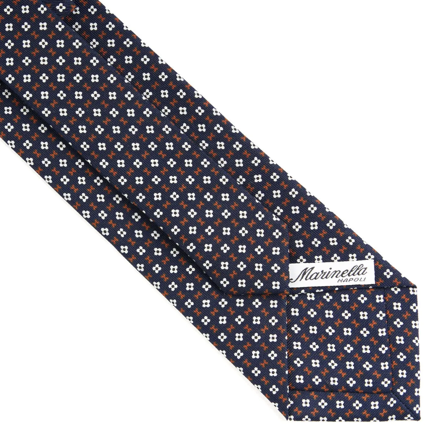 E.Marinella CRAVATTA SARTORIALE CLASSICA IN SETA BLU SCURO Microfantasia fiore Sale