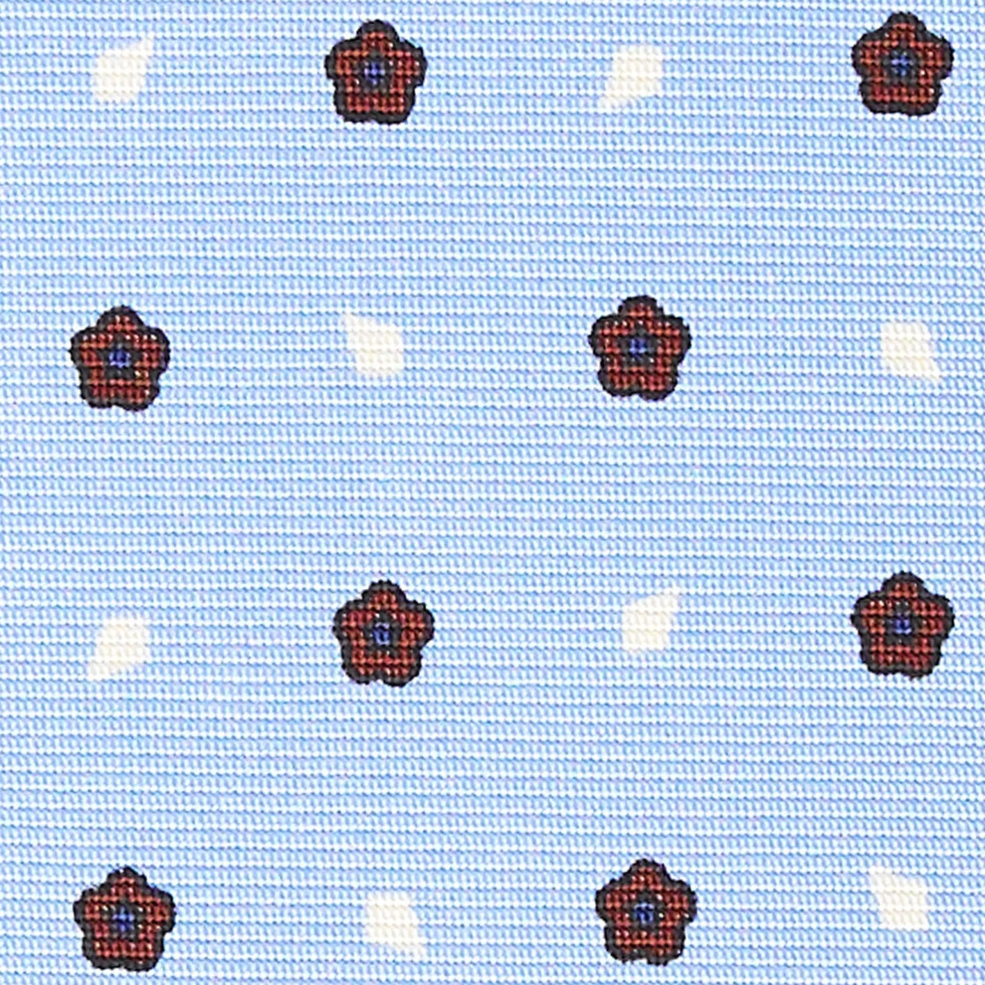 E.Marinella CRAVATTA SARTORIALE CLASSICA IN SETA AZZURRA Microfantasia fiore Best