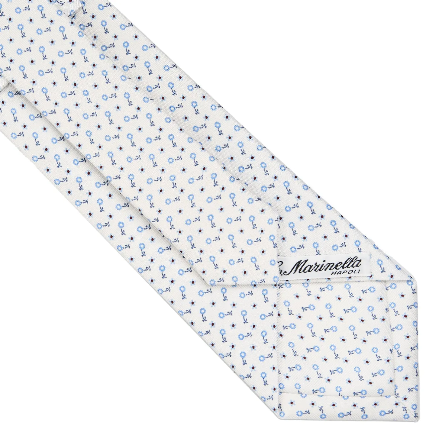 E.Marinella CRAVATTA SARTORIALE CLASSICA IN SETA BIANCA Microfantasia fiore Sale