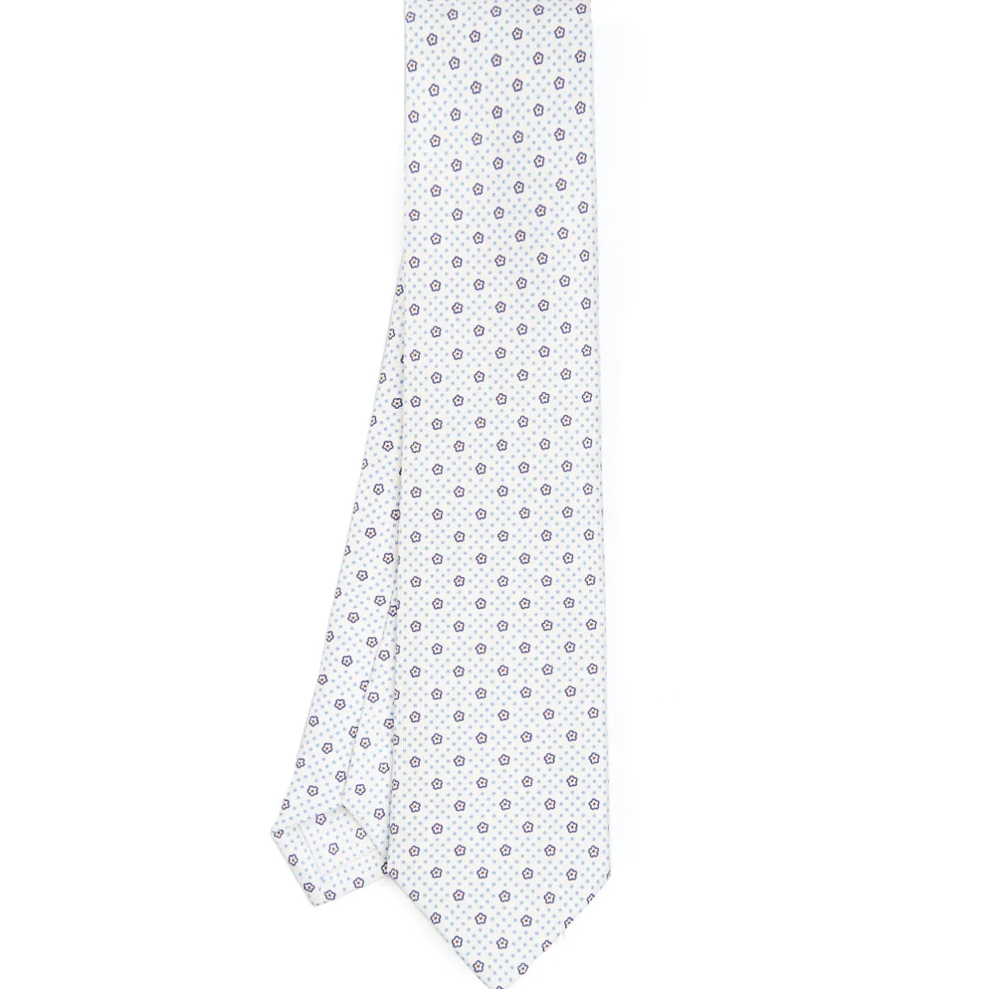 E.Marinella CRAVATTA SARTORIALE CLASSICA IN SETA BIANCA Microfantasia fiore Discount