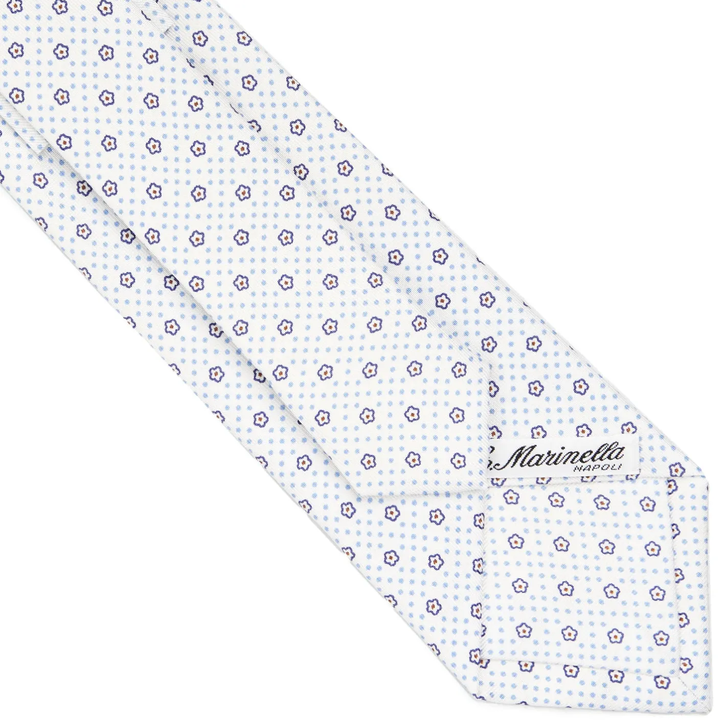 E.Marinella CRAVATTA SARTORIALE CLASSICA IN SETA BIANCA Microfantasia fiore Discount