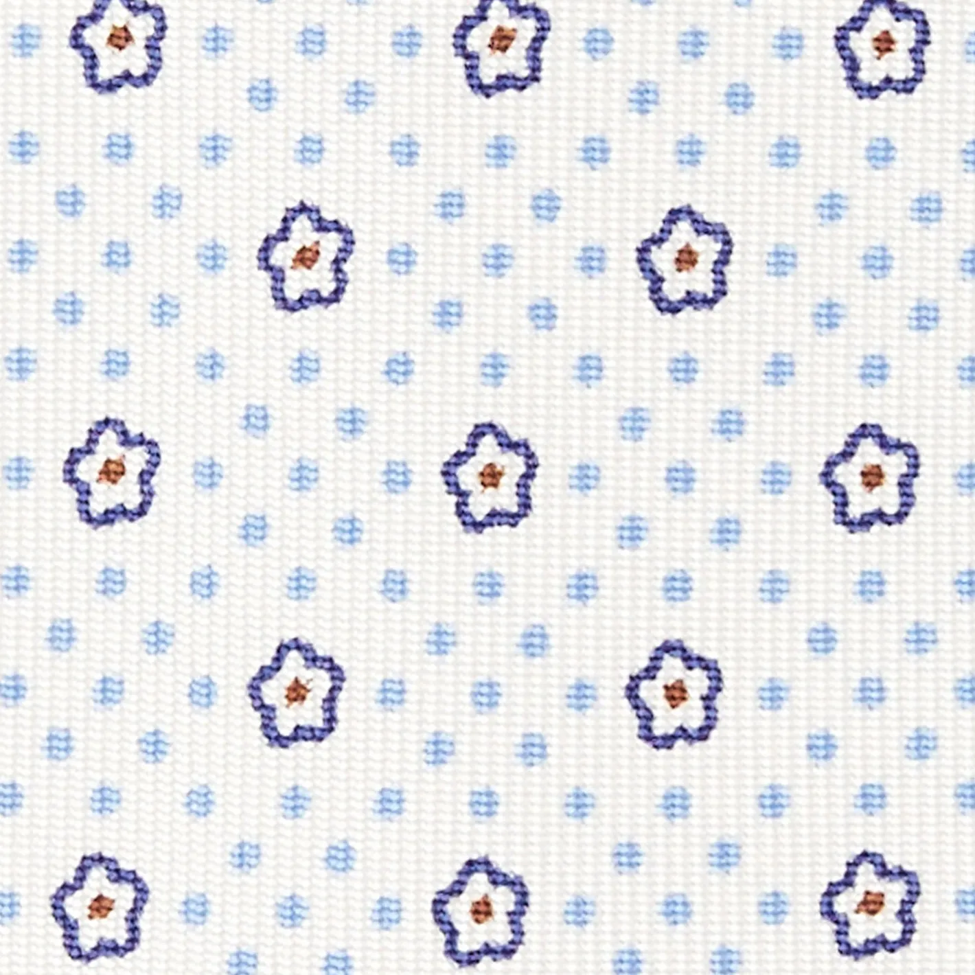 E.Marinella CRAVATTA SARTORIALE CLASSICA IN SETA BIANCA Microfantasia fiore Discount