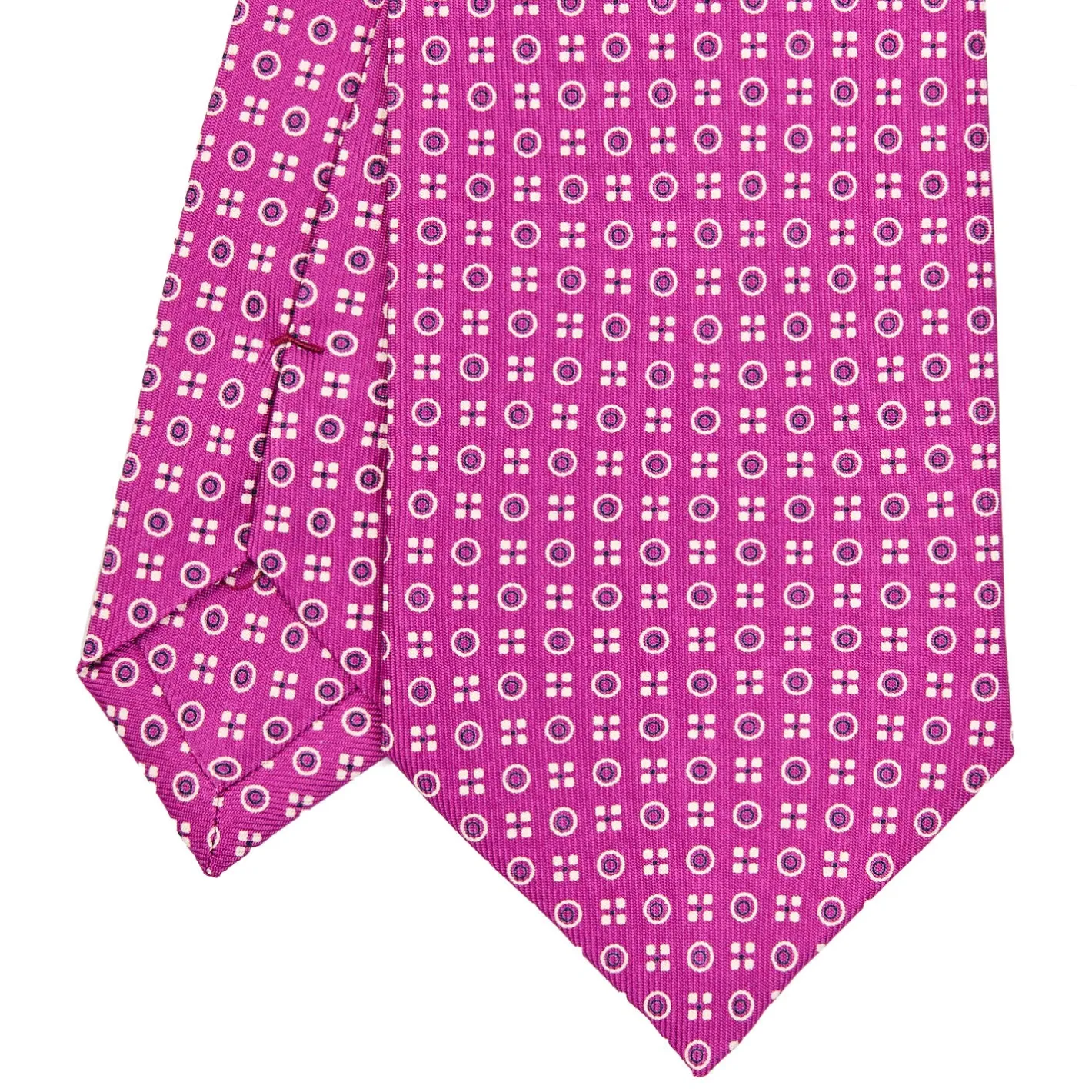 E.Marinella CRAVATTA SARTORIALE CLASSICA IN SETA FUCSIA Microfantasia fiore Best