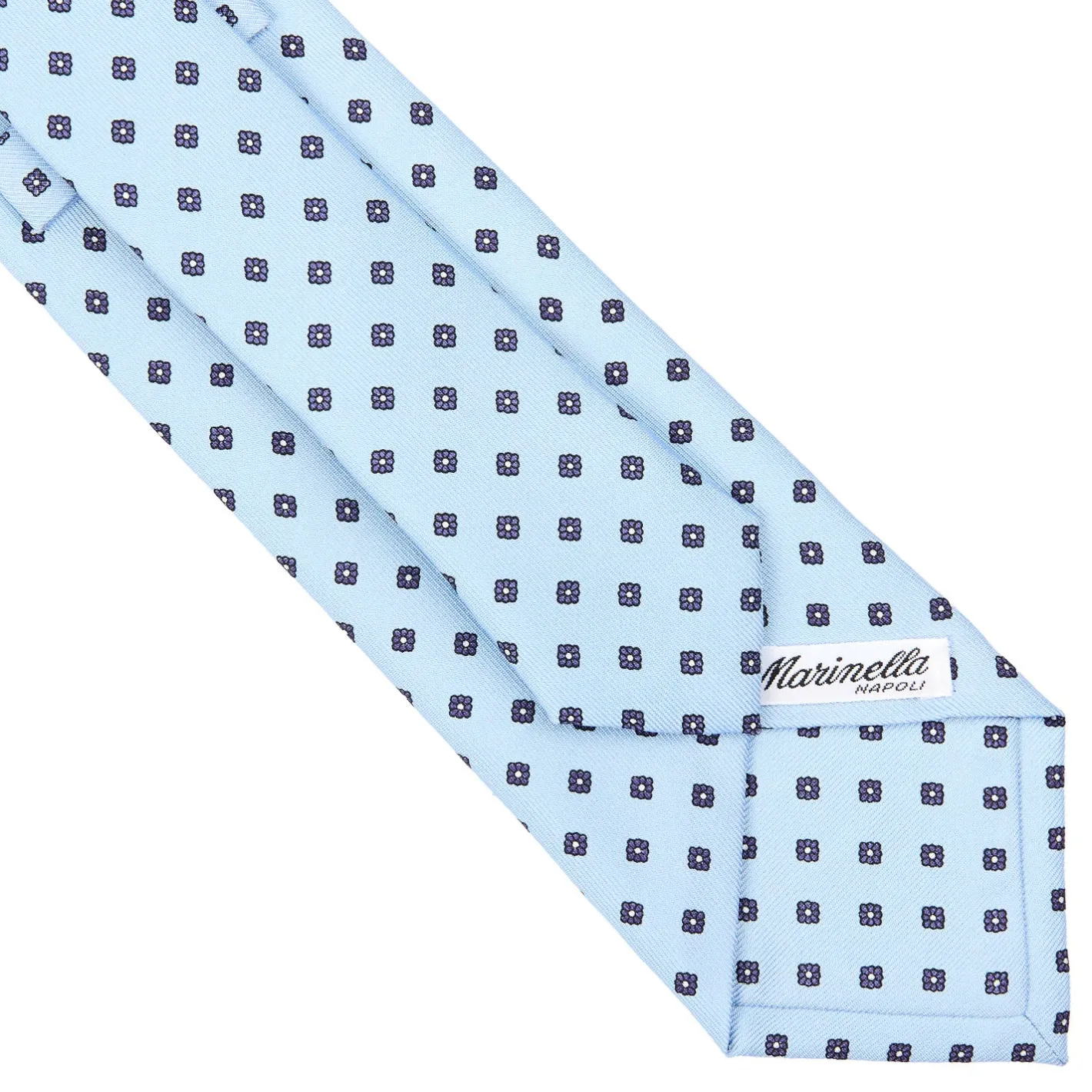 E.Marinella CRAVATTA SARTORIALE CLASSICA IN SETA AZZURRA Microfantasia fiore Discount