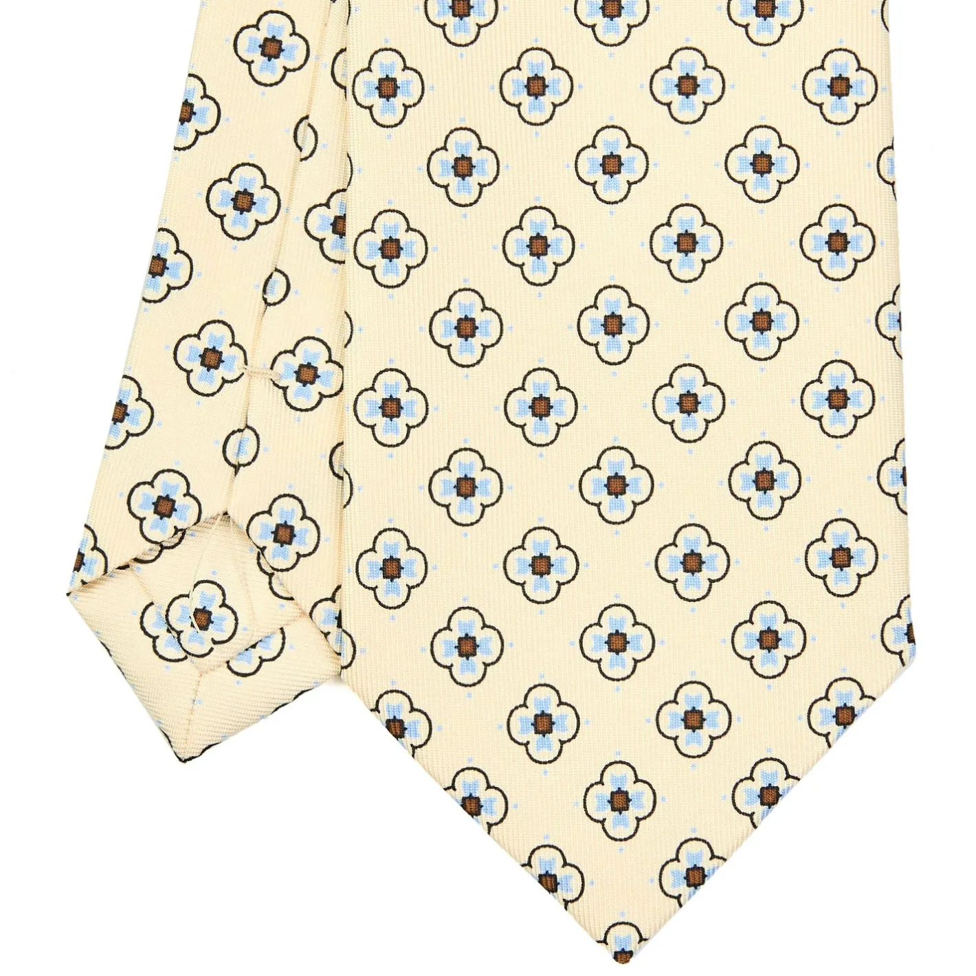 E.Marinella CRAVATTA SARTORIALE CLASSICA IN SETA GIALLA Microfantasia fiore Sale