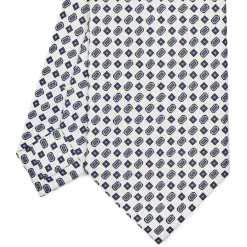 E.Marinella CRAVATTA SARTORIALE CLASSICA IN SETA BIANCA Microfantasia fiore Sale