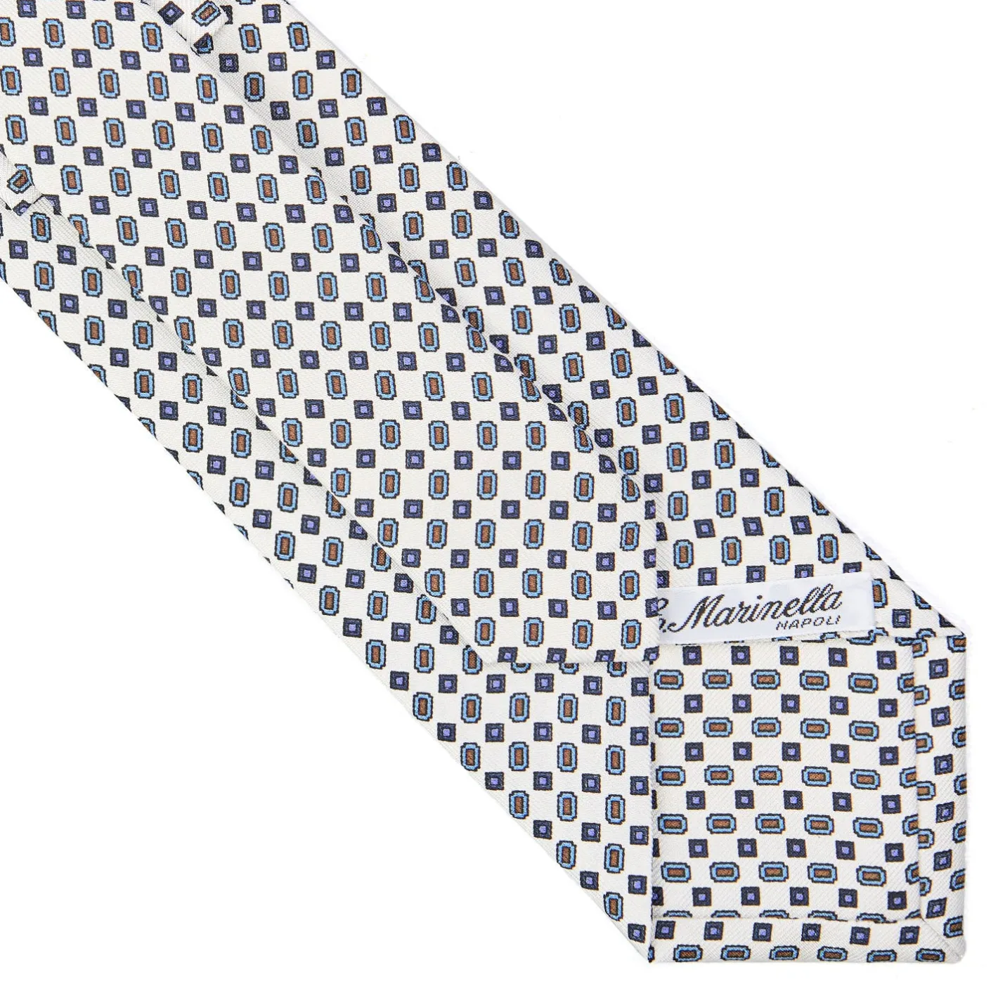 E.Marinella CRAVATTA SARTORIALE CLASSICA IN SETA BIANCA Microfantasia fiore Sale