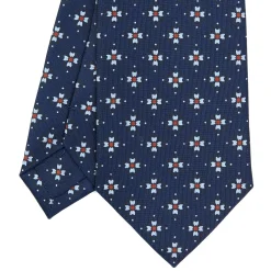 E.Marinella CRAVATTA SARTORIALE CLASSICA IN SETA BLU SCURO Microfantasia fiore Best