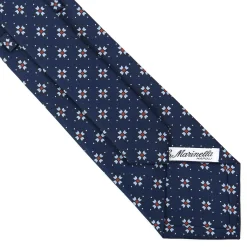 E.Marinella CRAVATTA SARTORIALE CLASSICA IN SETA BLU SCURO Microfantasia fiore Best