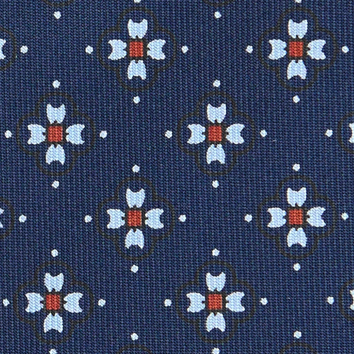 E.Marinella CRAVATTA SARTORIALE CLASSICA IN SETA BLU SCURO Microfantasia fiore Best