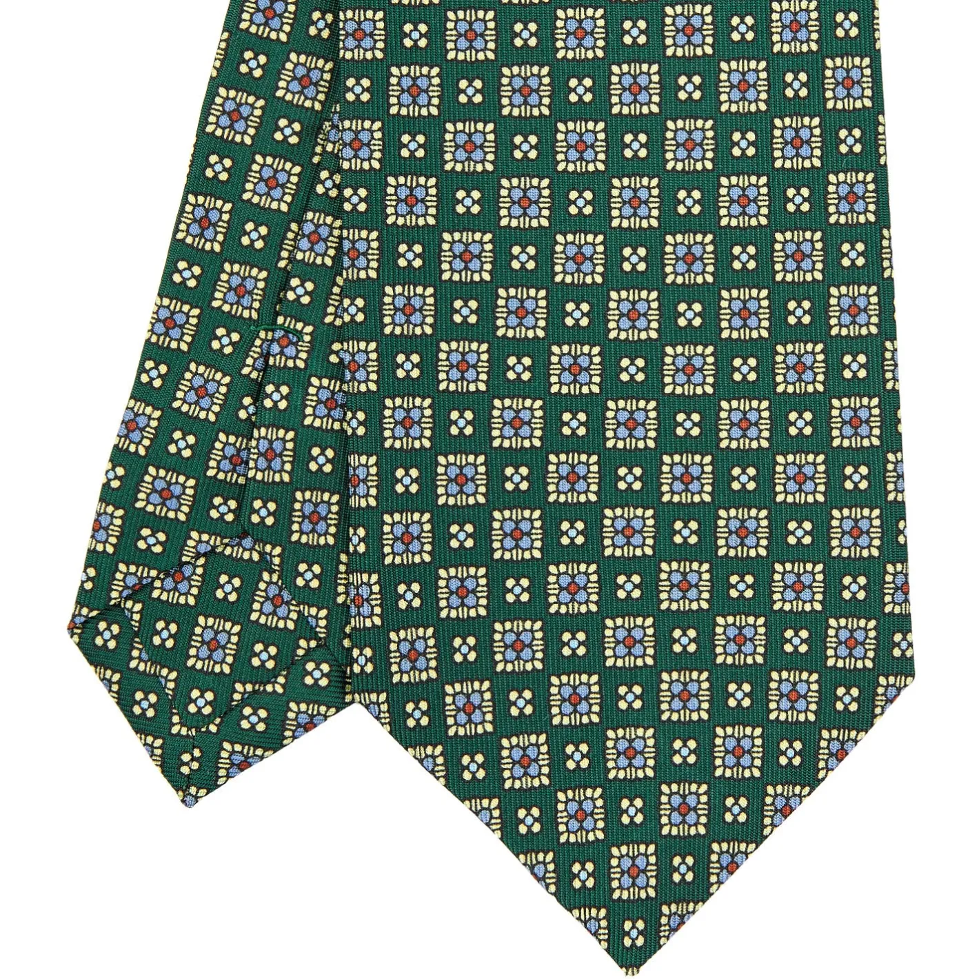 E.Marinella CRAVATTA SARTORIALE CLASSICA IN SETA VERDE SCURO Microfantasia fiore Discount